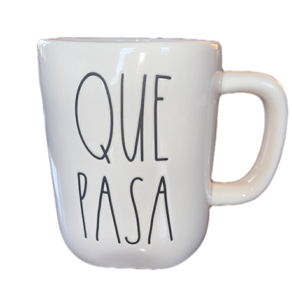 New Rae Dunn by Magenta “QUE PASA” White Ceramic Mug